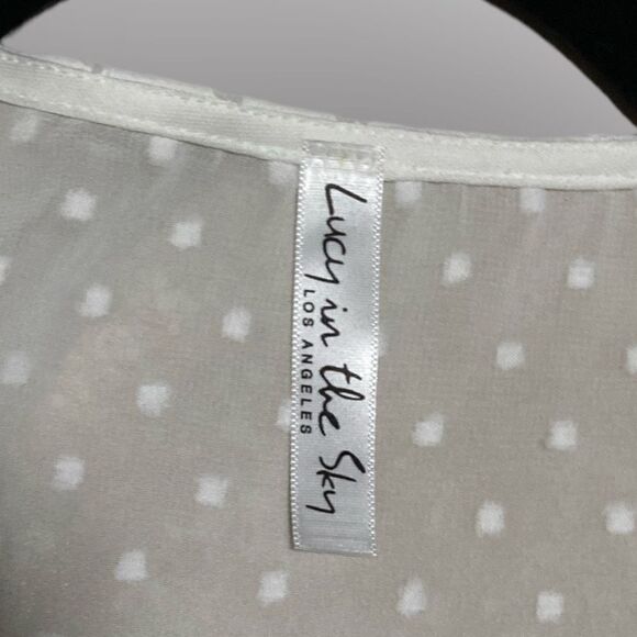 Lucy in the Sky Womens White Ruffle Dotted Chiffon Sheer Sleeve Wrap Dress XS - Picture 10 of 11